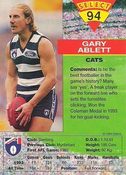 1994 Select AFL #94 Gary Ablett Back